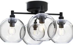 Plafonder < Belid Gloria Plafond 46cm 4L Svartstruktur/Klart Glas