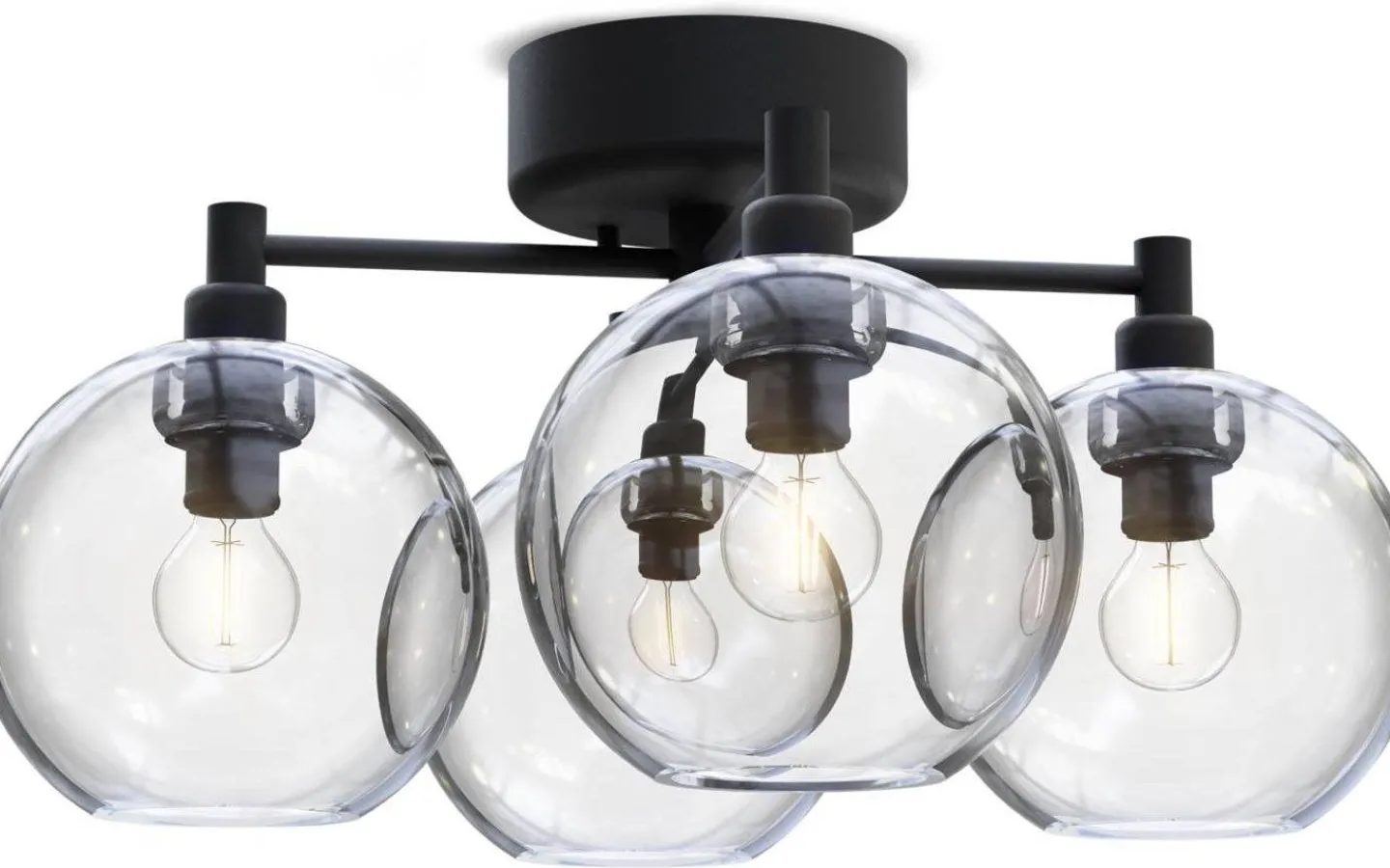 Plafonder < Belid Gloria Plafond 46cm 4L Svartstruktur/Klart Glas
