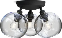 Plafonder-Belid Gloria Plafond 33cm 3L Svartstruktur/Klart Glas