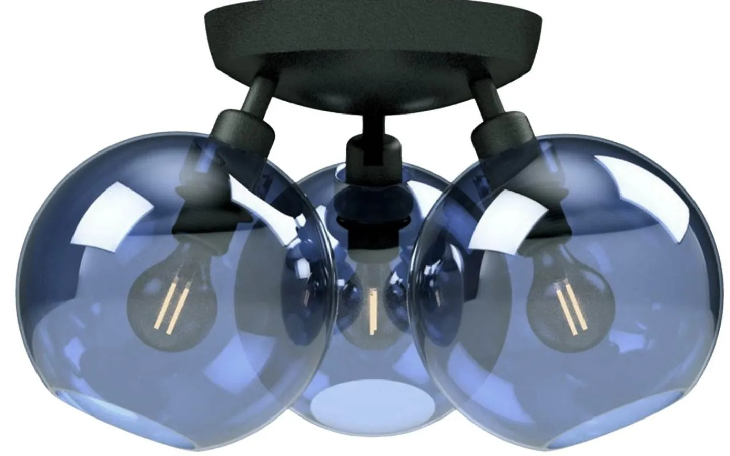 Plafonder-Belid Gloria Plafond 33cm 3L Svartstruktur/Blått Glas