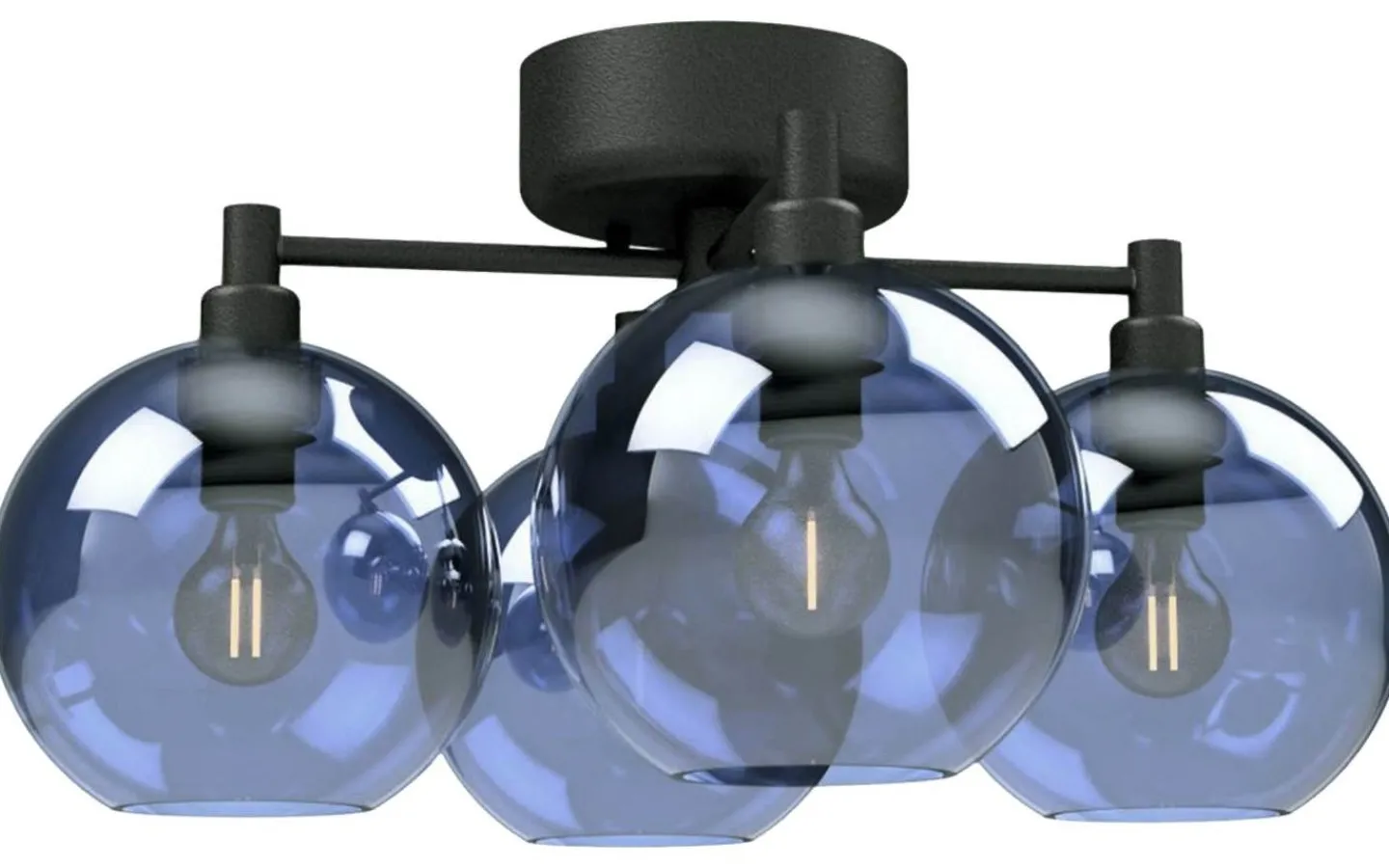 Plafonder < Belid Gloria Plafond 46cm 4L Svartstruktur/Blått Glas