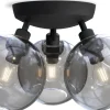 Plafonder-Belid Gloria Plafond 33cm 3L Svartstruktur/Rökfärgat Glas