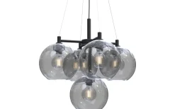 Stora Taklampor Ø50-69 Cm < Belid Gloria Taklampa 68cm 5L Svartstruktur/Rökfärgat Glas