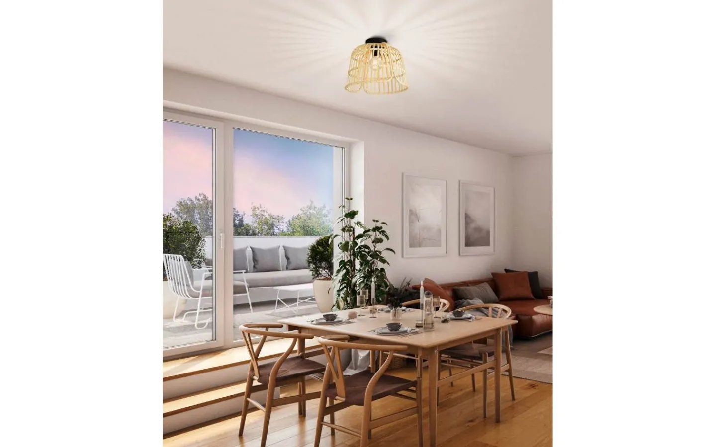 Plafonder < Eglo Glyneath Plafond 37,5cm Natur/Svart