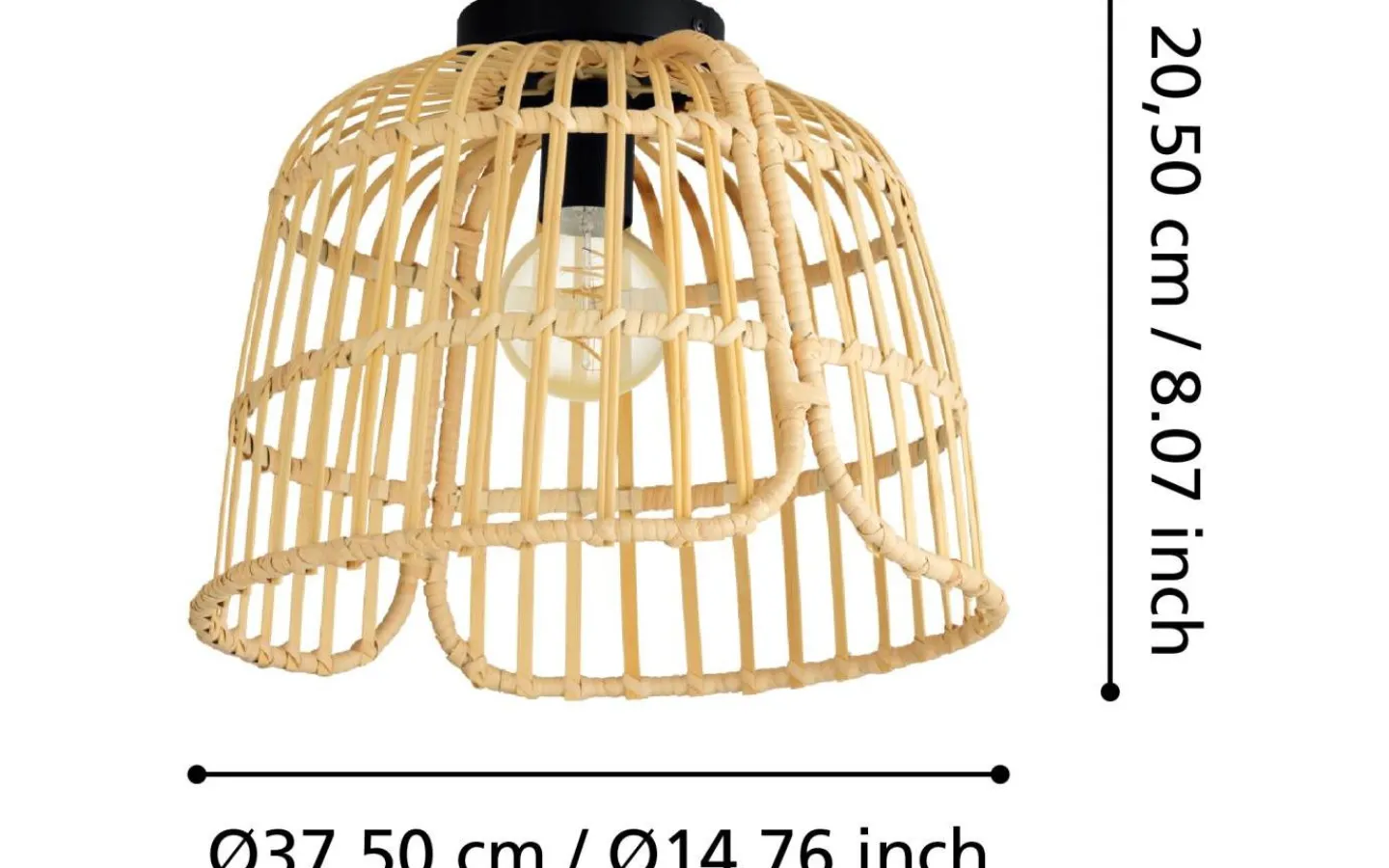 Plafonder < Eglo Glyneath Plafond 37,5cm Natur/Svart