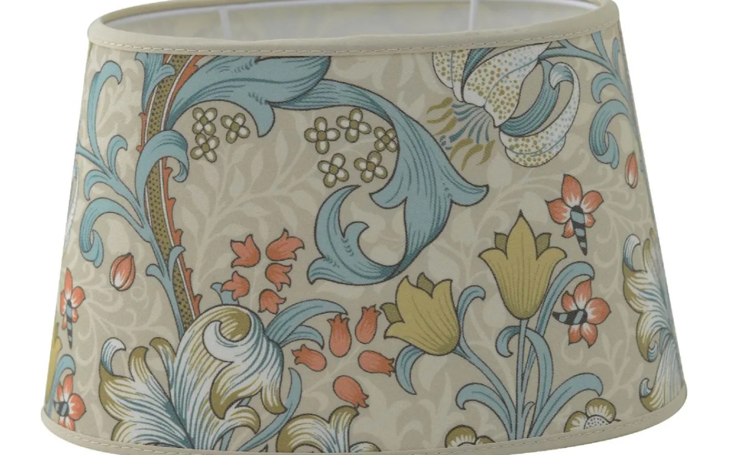 Ovala Lampskärmar-Hallbergs Golden Lily Lampskärm Oval 30cm Linen/Teal William Morris