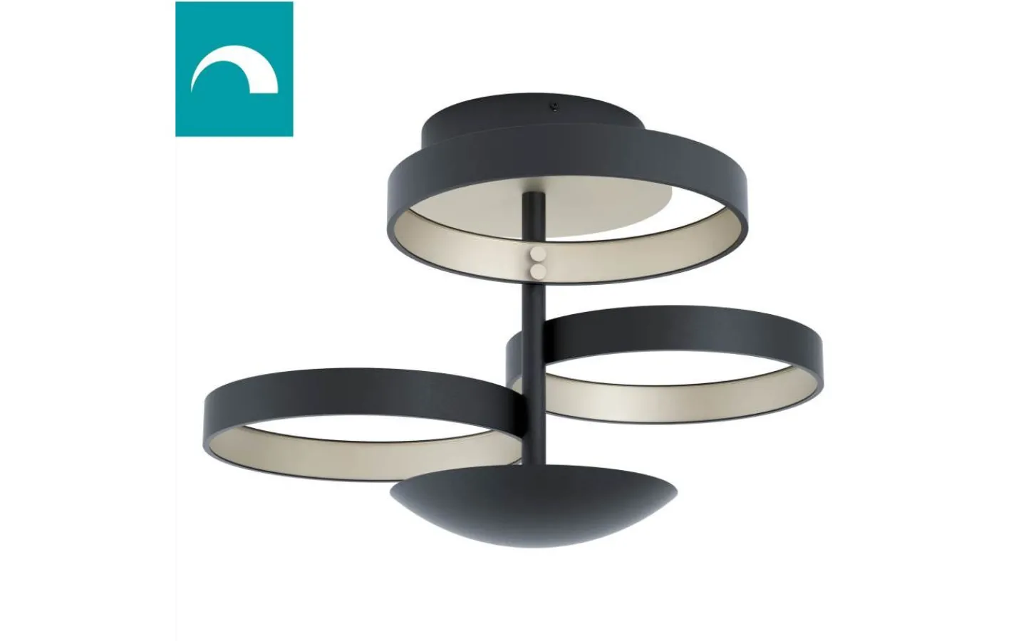 Plafonder-Eglo Gromola Plafond 54cm LED 3000K 33,8W Svart