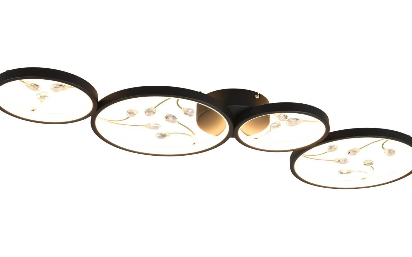 Plafonder-Trio Lighting Groovy Plafond LED 4-delad matt svart/guld