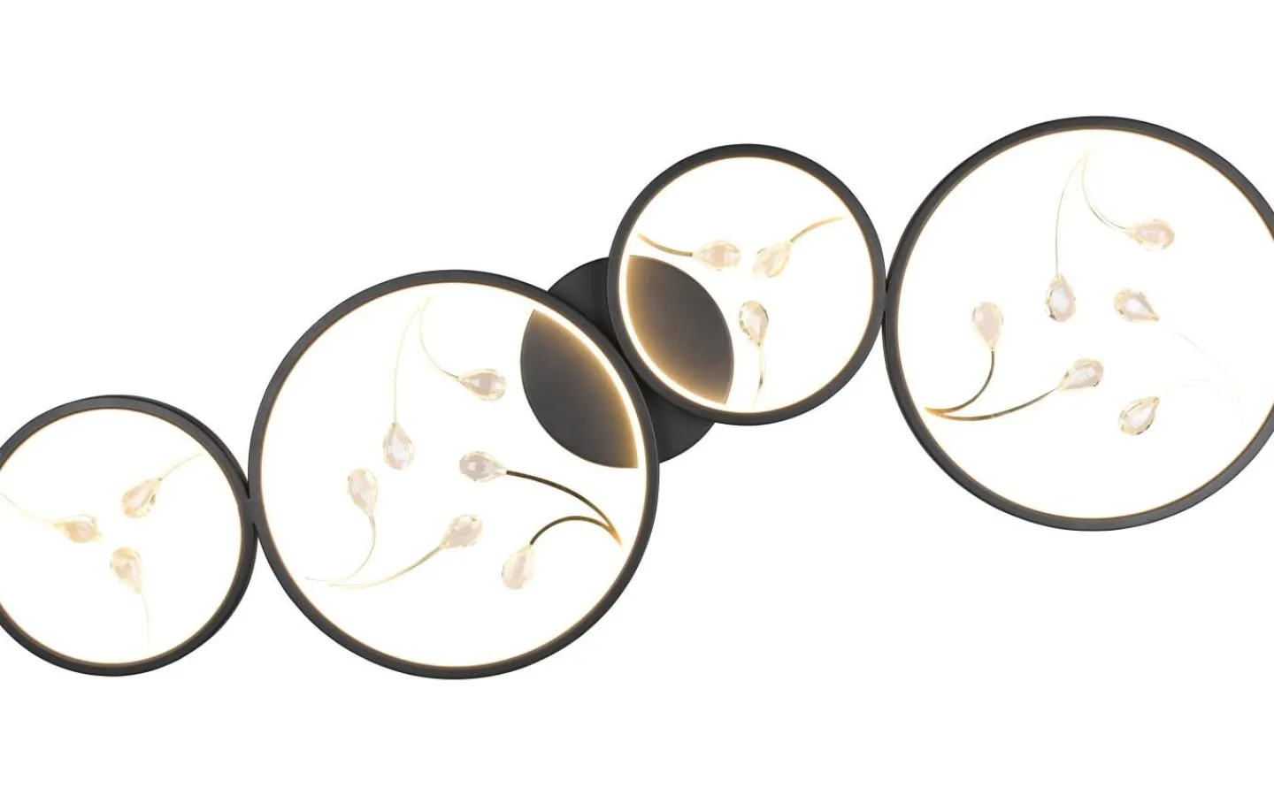 Plafonder-Trio Lighting Groovy Plafond LED 4-delad matt svart/guld