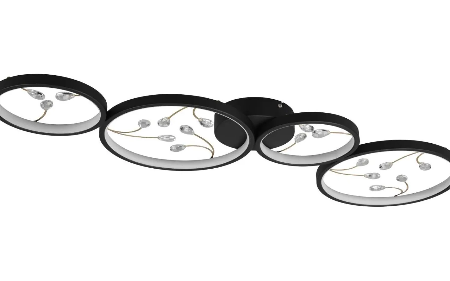 Plafonder-Trio Lighting Groovy Plafond LED 4-delad matt svart/guld