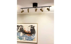 Avlånga Takspotlights|Takspot Med Minst 4 Lampor < Aneta Gusto Takspotlight 80cm LED 5x5W 3000K Svart/Mässing