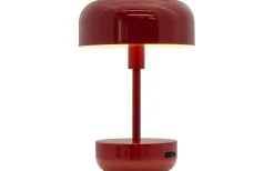 Uppladdningsbara Lampor Utomhus|Uppladdningsbara Lampor Utomhus-Dyberg Larsen Haipot Uppladdningsbar Bordslampa 26cm LED 3000K 3W Mörkröd IP44