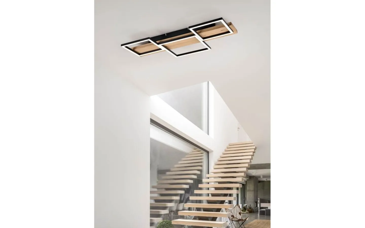 Plafonder-Trio Lighting Harper Plafond LED 65cm mattsvart/trä