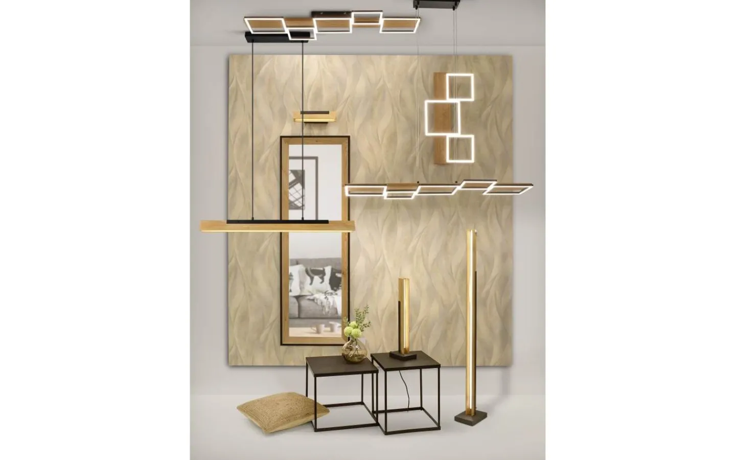 Plafonder-Trio Lighting Harper Plafond LED 115cm mattsvart/trä