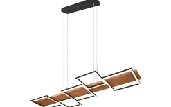 Avlånga Taklampor-Trio Lighting Harper Takpendel LED matt svart/trä