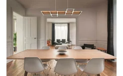 Avlånga Taklampor-Trio Lighting Harper Takpendel LED matt svart/trä