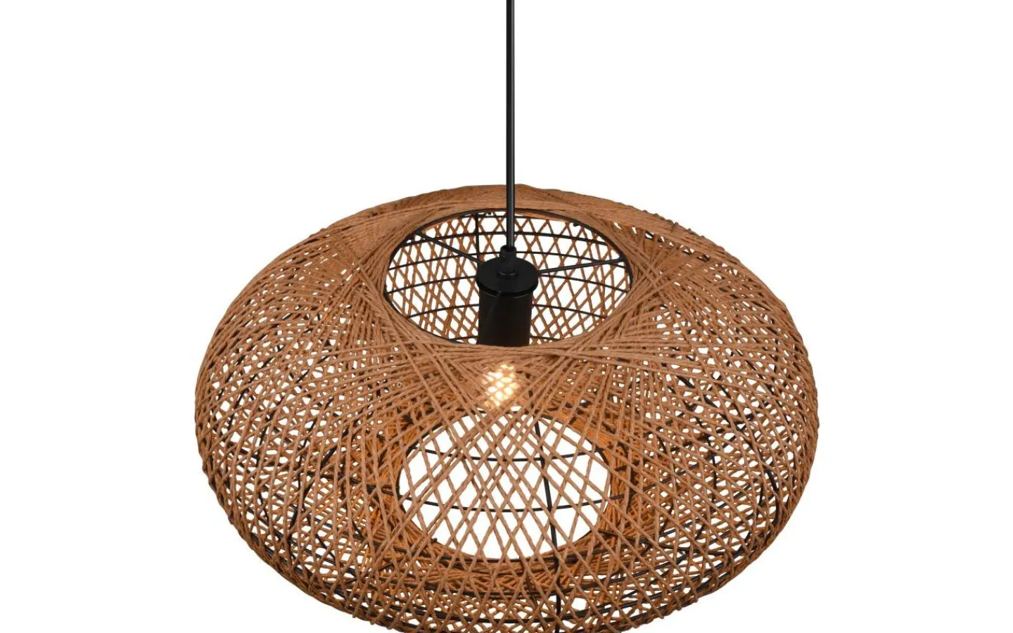 Stora Taklampor Ø50-69 Cm-Trio Lighting Hedda Takpendel 52cm E27 matt svart/sisal
