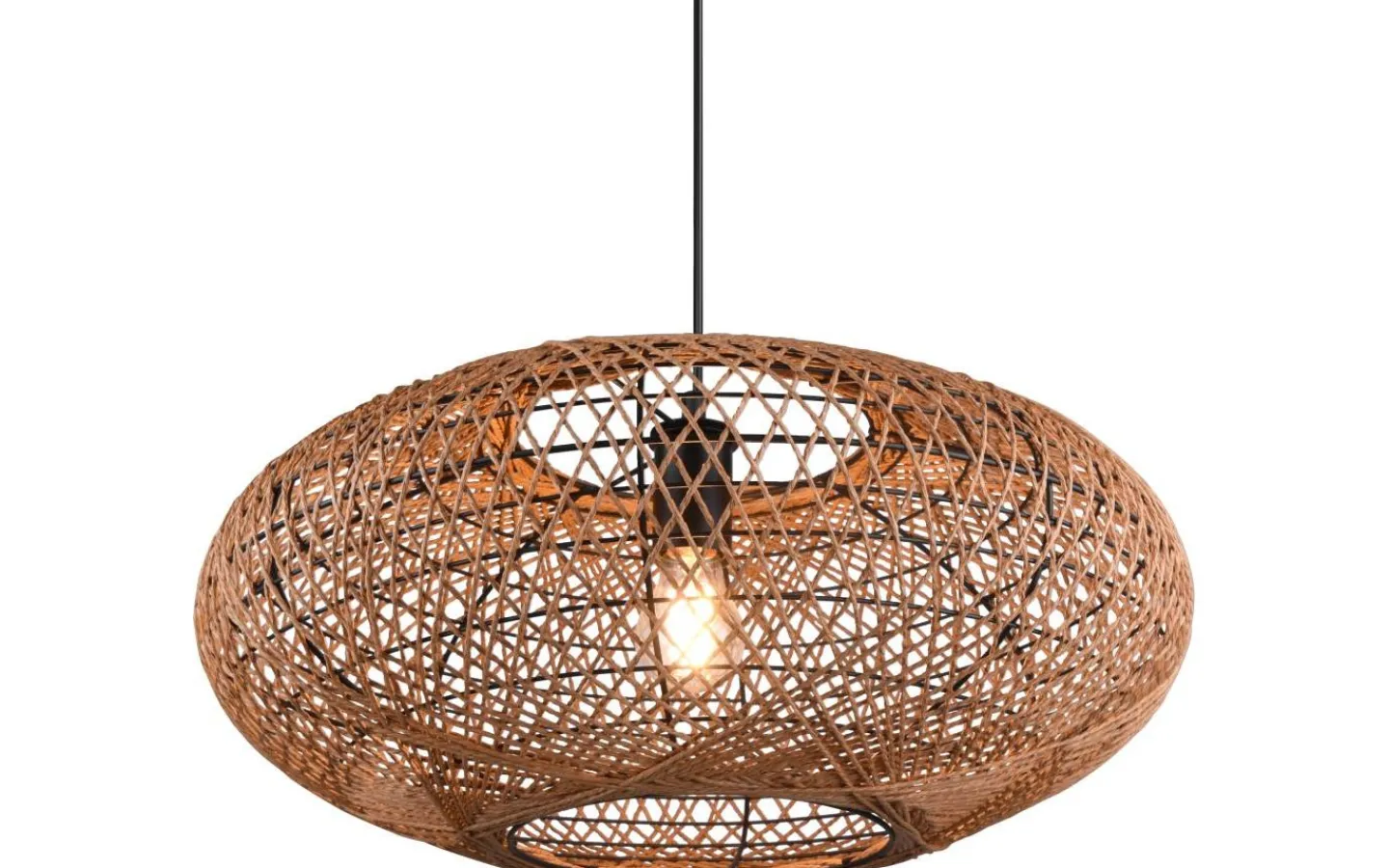 Stora Taklampor Ø50-69 Cm-Trio Lighting Hedda Takpendel 52cm E27 matt svart/sisal