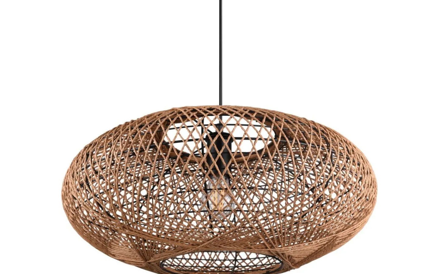 Stora Taklampor Ø50-69 Cm-Trio Lighting Hedda Takpendel 52cm E27 matt svart/sisal