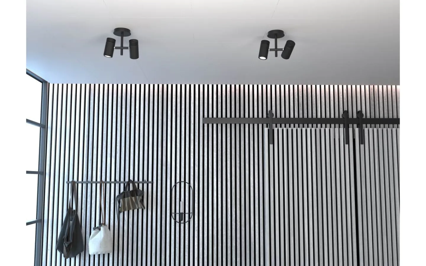 Takspot Med 2 Lampor-Herstal Holder Takspotlight 2L Svart