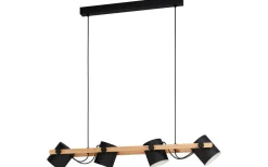 Avlånga Taklampor < Eglo Hornwood Taklampa 110cm 4L Svart/Trä