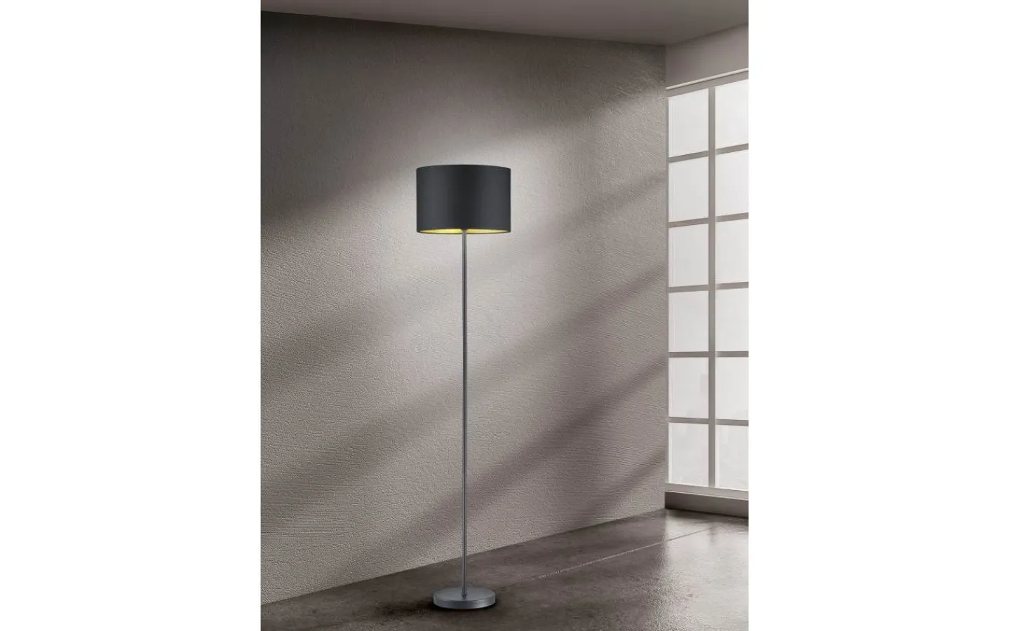 Golvlampor-Trio Lighting Hostel Golvlampa E27 matt svart/guld