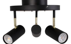 Runda Takspotlights|Takspot Med 3 Lampor-Globen Lighting Hubble Takspotlight 3L 25cm Svart/Mässing