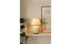 Uppladdningsbara Lampor Inomhus|Bordslampor-Globen Lighting Iris Portabel Bordslampa 23cm Creme