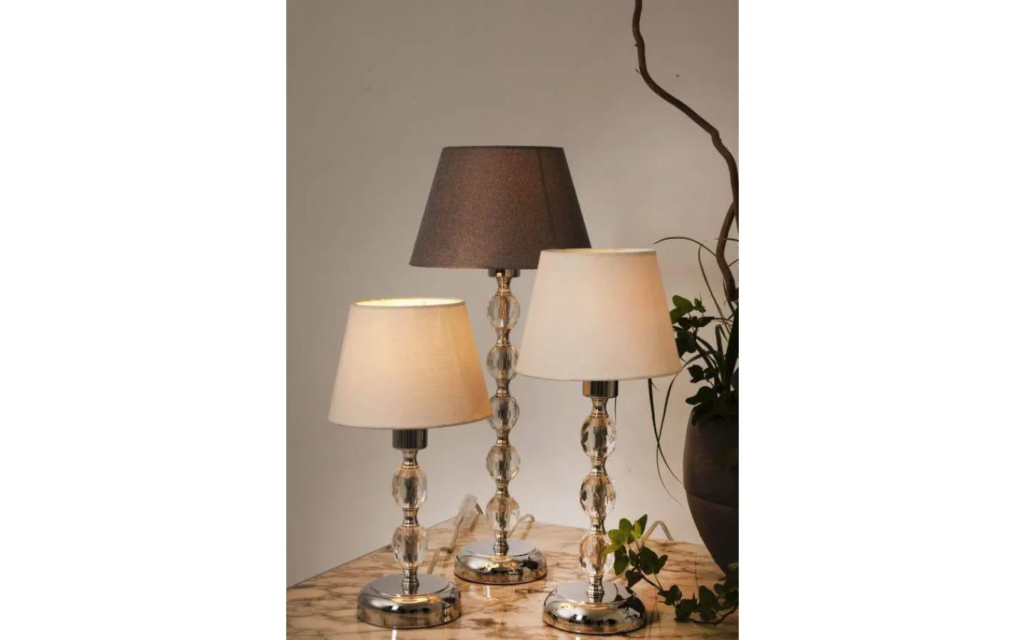 Sovrum|Bordslampor-Aneta Johanna Bordslampa 34cm Krom/Vit