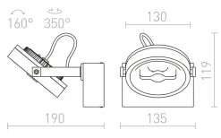 Takspot Med 1 Lampa-Rendl Kelly I Takspotlight Vit LED 12W 3000K