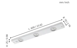 Bänkbelysning-Eglo Kob Bänkbelysning 60cm LED 3000K 3x2,3W Vit