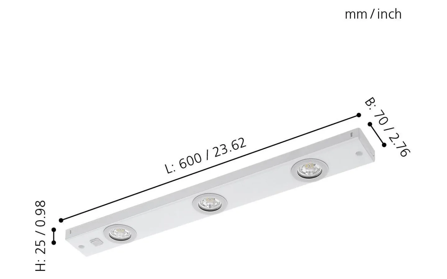 Bänkbelysning-Eglo Kob Bänkbelysning 60cm LED 3000K 3x2,3W Vit