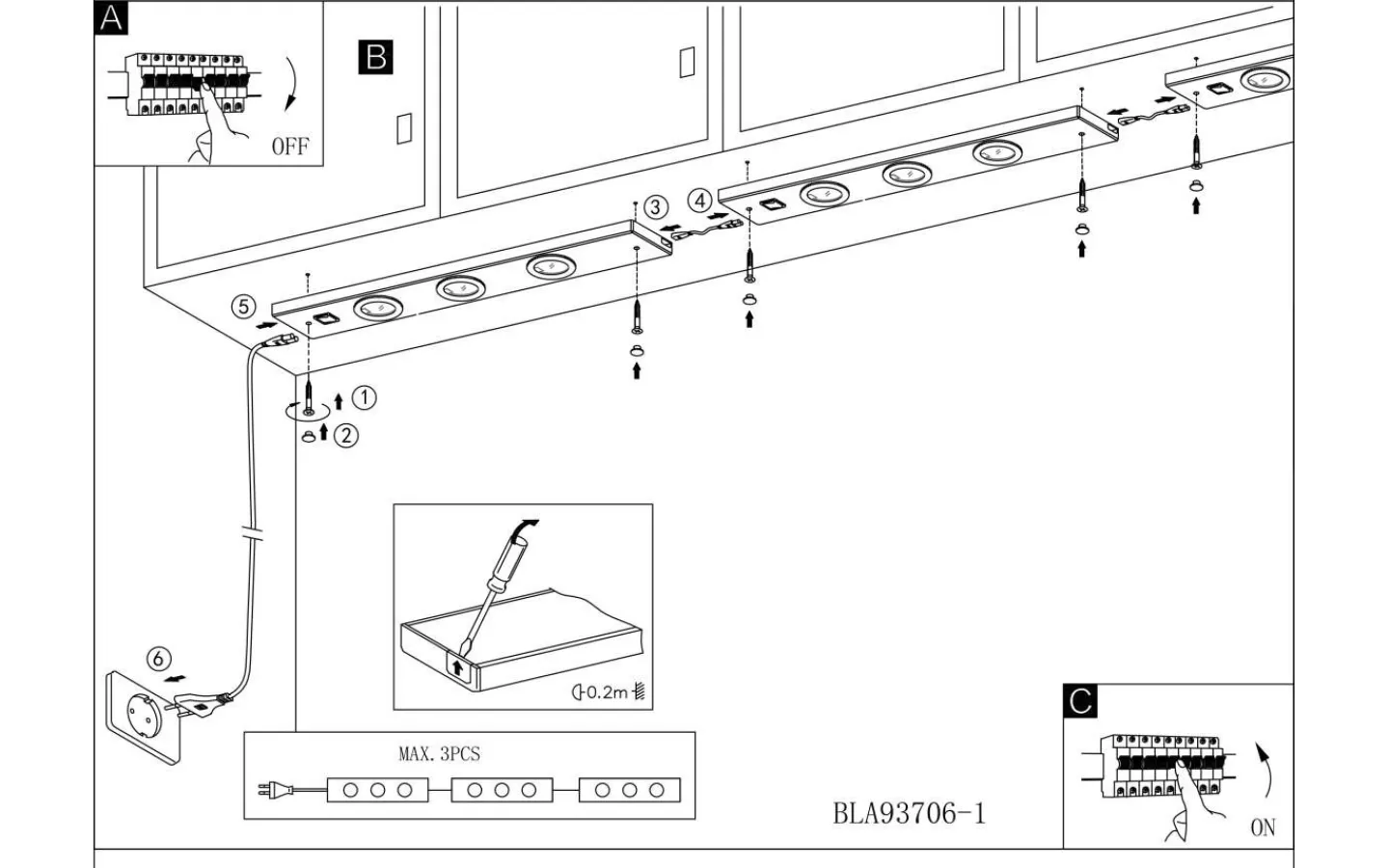 Bänkbelysning-Eglo Kob Bänkbelysning 60cm LED 3000K 3x2,3W Vit