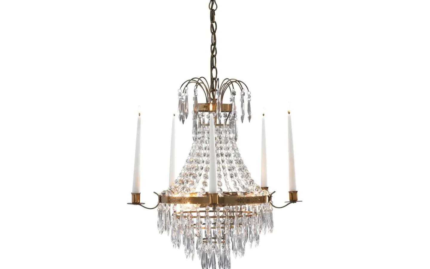 Kristallkronor < Markslojd Krageholm Kristallkrona 3L 52cm Antikmässing