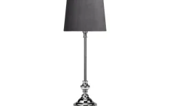 Bordslampor-PR Home Lampfot Andrea 43cm Krom med skärm Sofia Sammet Grå
