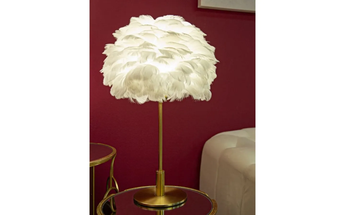 Bordslampor-Mauro Ferretti Largo Bordslampa Kullfjäder 50cm Vit/Guld
