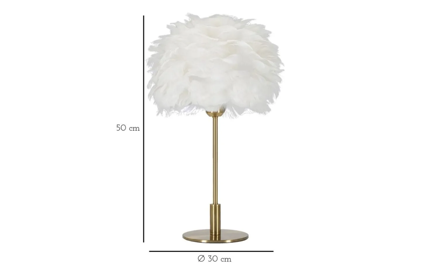 Bordslampor-Mauro Ferretti Largo Bordslampa Kullfjäder 50cm Vit/Guld