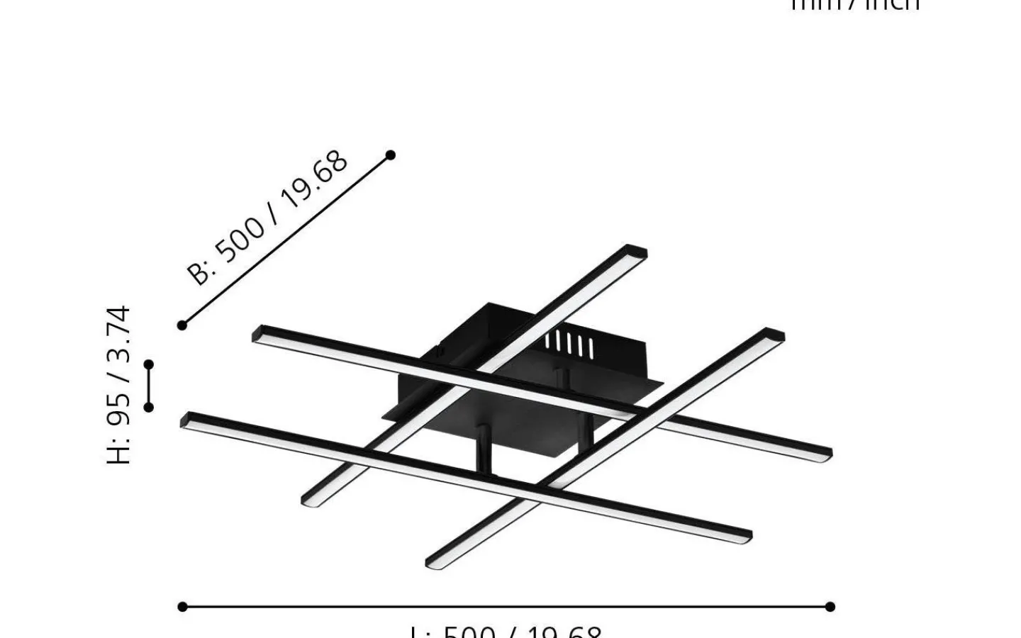 Plafonder-Eglo Lasana Plafond 50cm LED 3000K 21W Svart