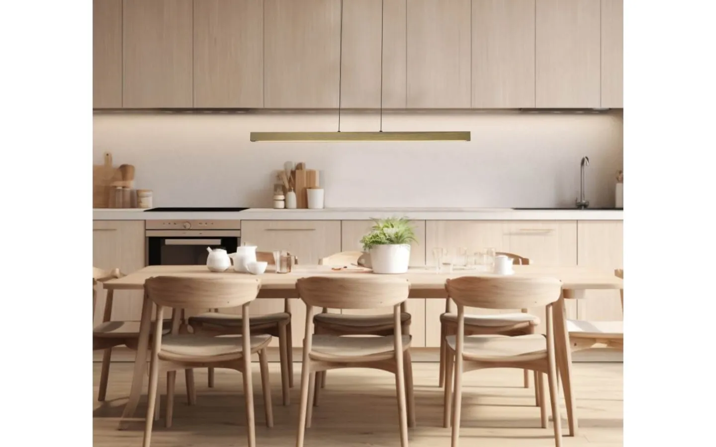Avlånga Taklampor < Aneta Linea Taklampa 100cm LED 22W 3000K Trä/Svart