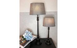 Ovala Lampskärmar < Oriva Linne Lampskärm Oval 28cm Grå