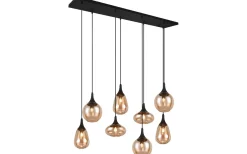 Avlånga Taklampor-Trio Lighting Lumina Takpendel 8-delad E14 matt svart/bärnsten