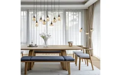 Avlånga Taklampor-Trio Lighting Lumina Takpendel 8-delad E14 matt svart/bärnsten