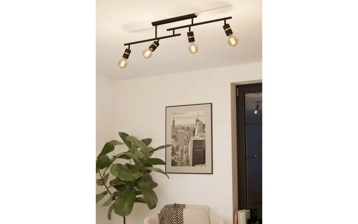 Plafonder-Eglo Lurone Plafond 100cm Svart