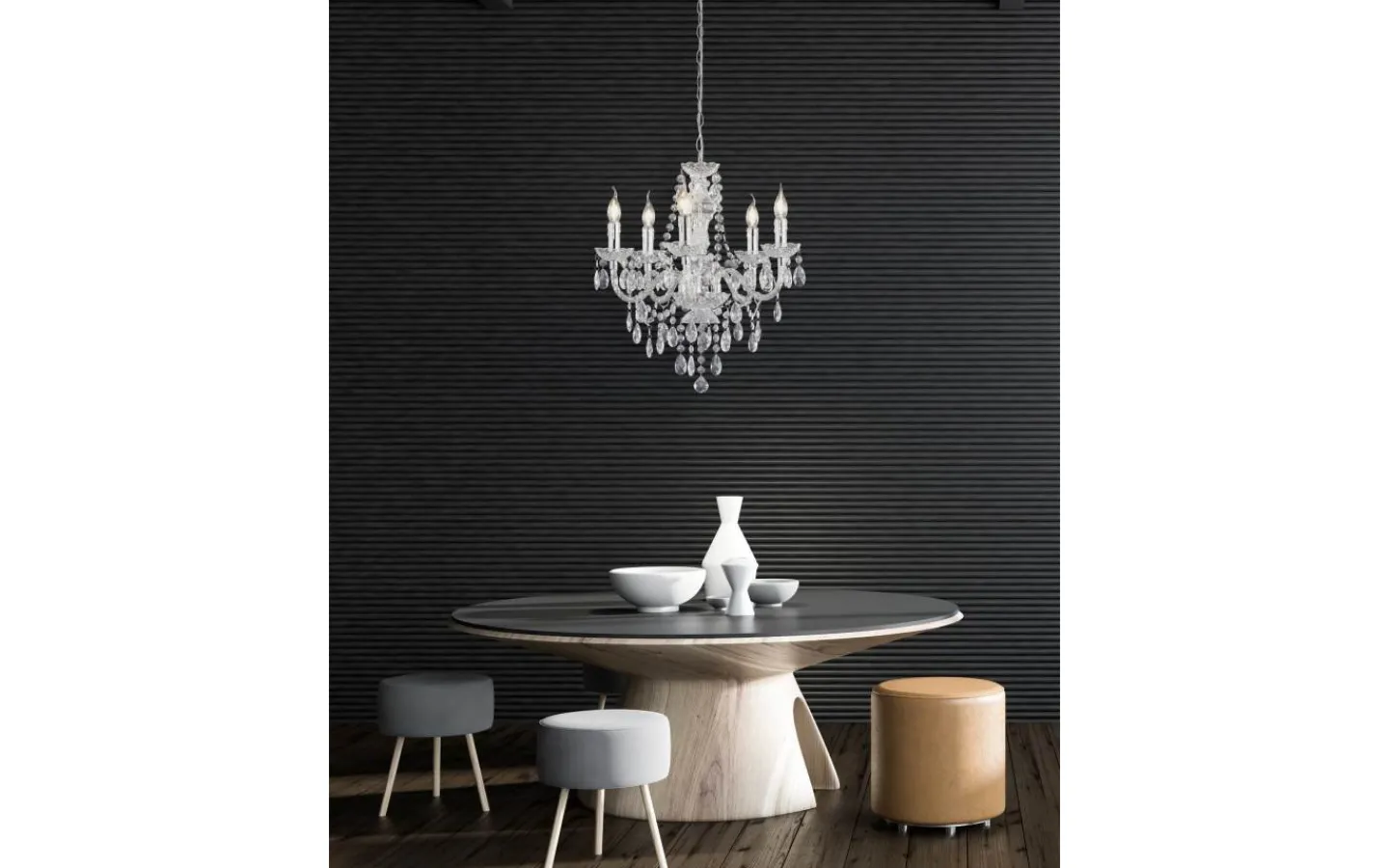 Kristallkronor-Reality Luster Kristallkrona 52cm 5-delad E14 transparent