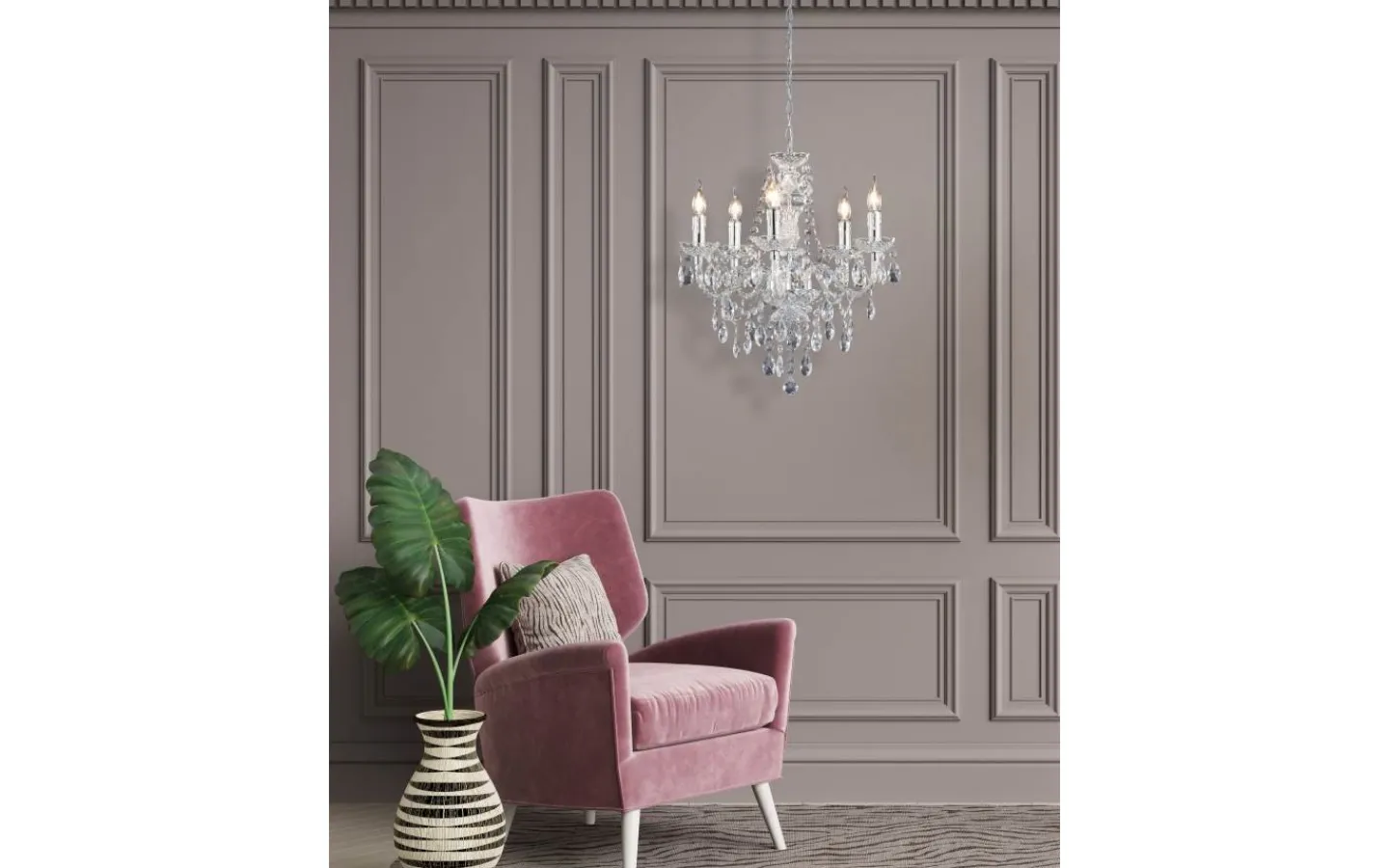 Kristallkronor-Reality Luster Kristallkrona 52cm 5-delad E14 transparent
