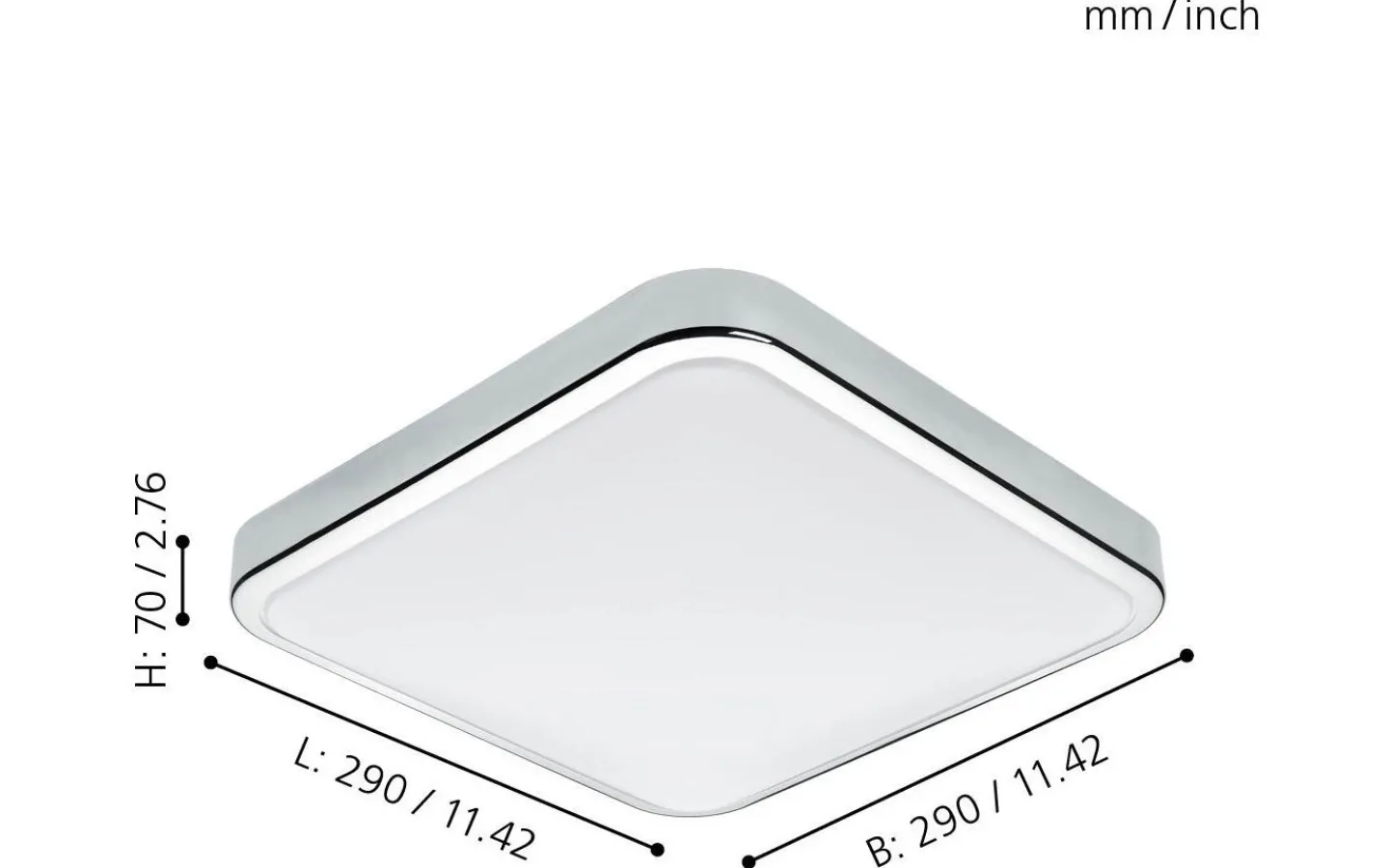 Plafonder < Eglo Manilva Plafond 29cm LED 3000K 14,4W Krom IP44