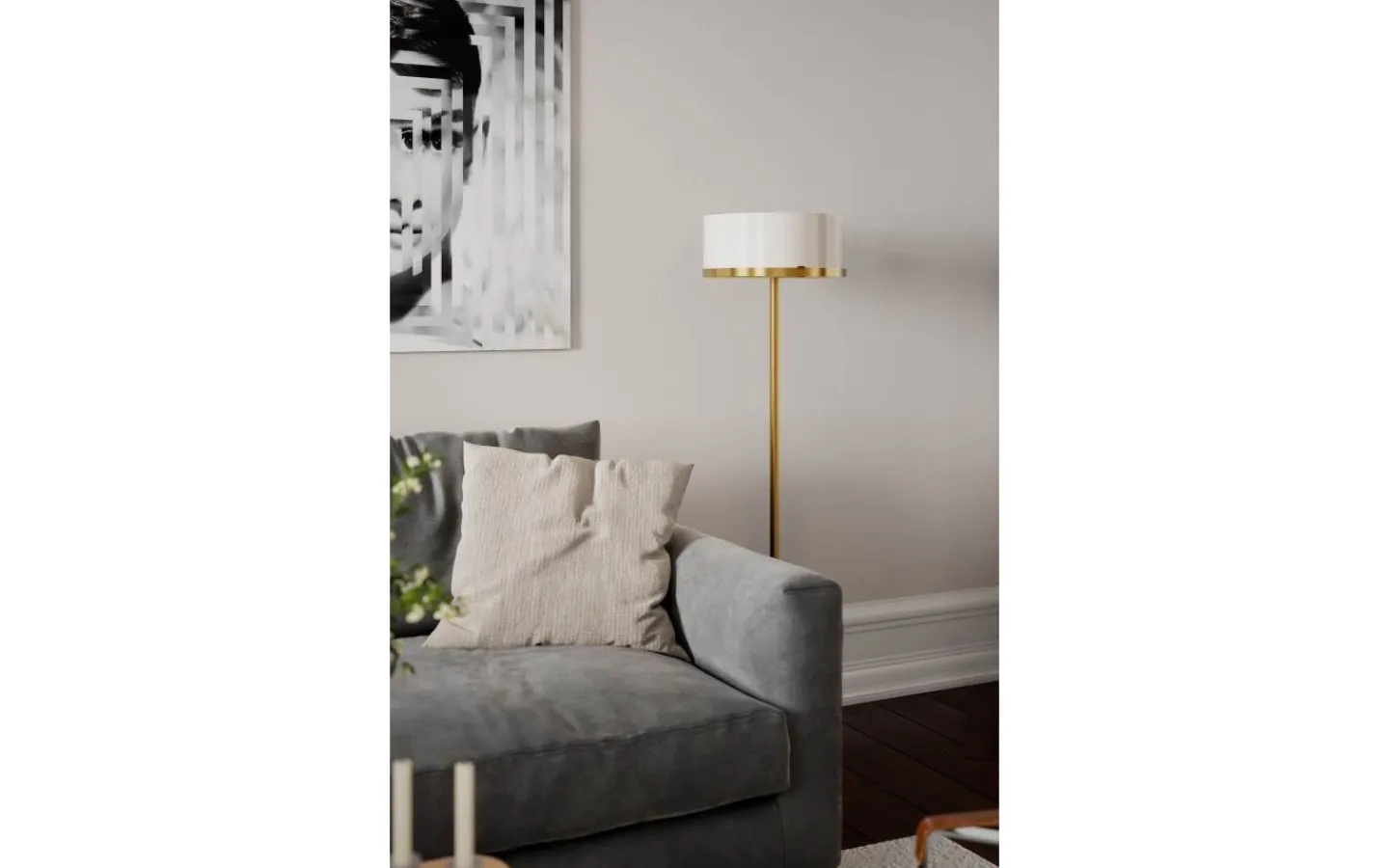 Golvlampor-By Rydens Marcel Golvlampa 150cm Mässing/Vit