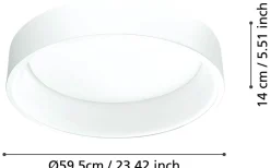 Plafonder-Eglo Marghera Plafond 59,5cm LED 3000K 35W Vit
