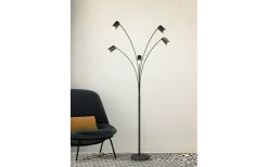 Golvlampor|Golvläslampor-Trio Lighting Marley Golvlampa 5-delad GU10 mattsvart