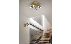 Takspot Med Minst 4 Lampor < Trio Lighting Marley Spotlight 4-delad GU10 borstad stål/trä
